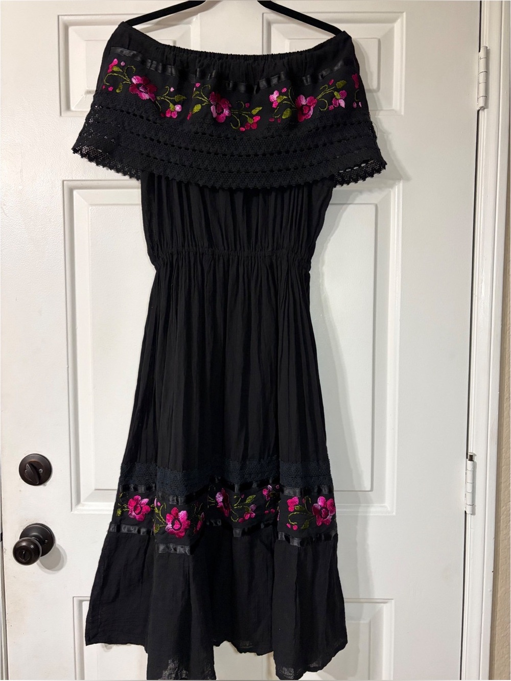 Assel Textile Mexican Embroidered Off Shoulder Dress